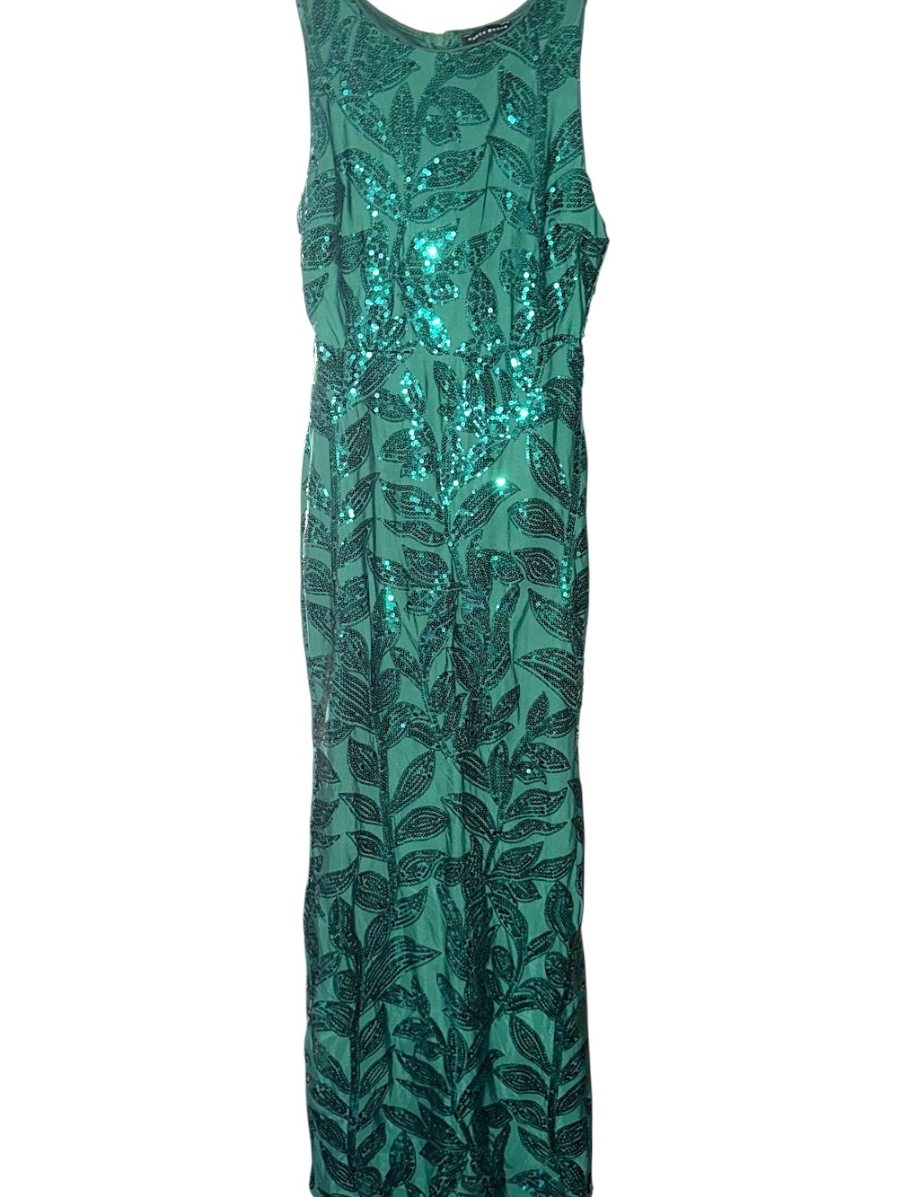 Haute Monde Teal Green Sequined Maxi Dress
